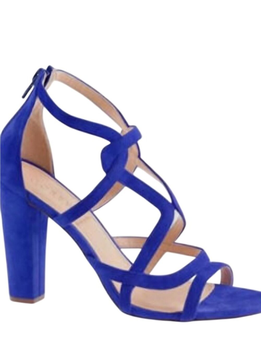J.Crew Geometric Suede Blue Heeled Sandals Made In Italy Size 7.5